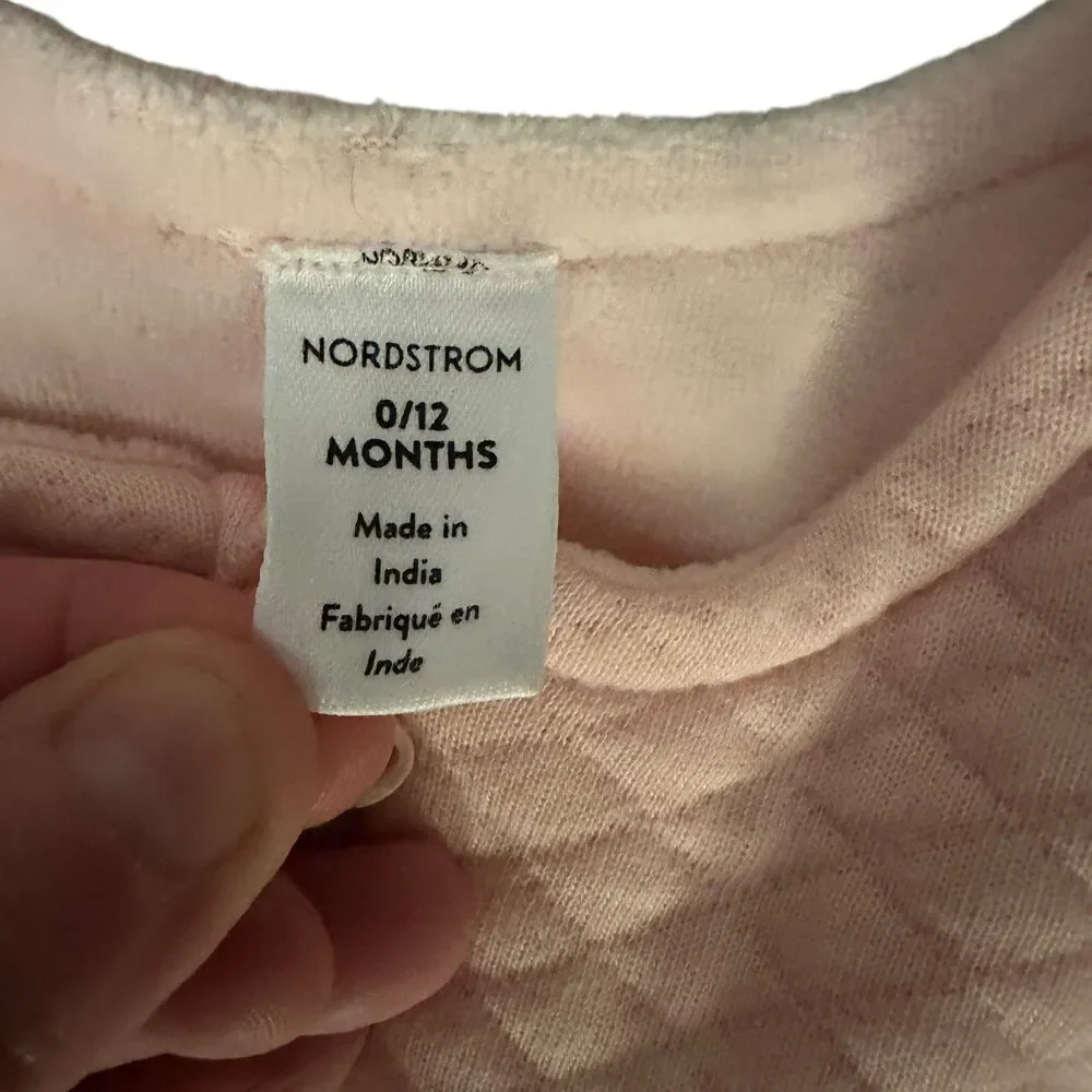 Nordstrom Pink Lotus Quilted Soft Baby Zip Up Sleeper Size 0-12 Months NWT‎